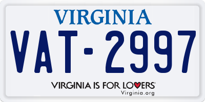 VA license plate VAT2997