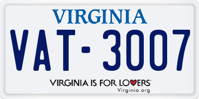 VA license plate VAT3007