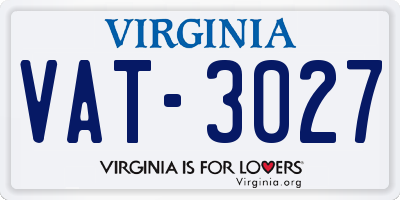 VA license plate VAT3027