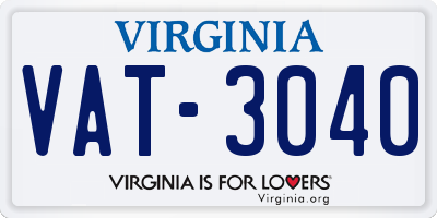 VA license plate VAT3040