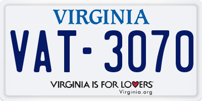 VA license plate VAT3070