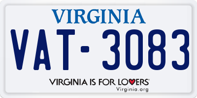 VA license plate VAT3083