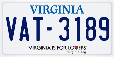 VA license plate VAT3189