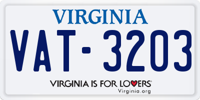 VA license plate VAT3203