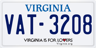 VA license plate VAT3208