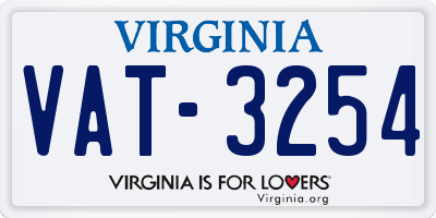 VA license plate VAT3254