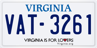 VA license plate VAT3261