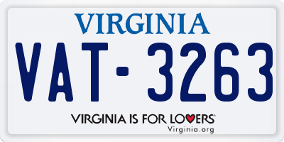 VA license plate VAT3263