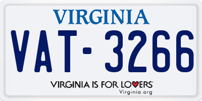 VA license plate VAT3266