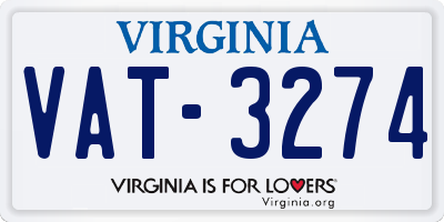 VA license plate VAT3274