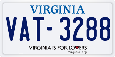 VA license plate VAT3288