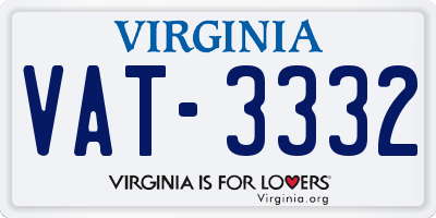 VA license plate VAT3332