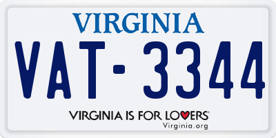 VA license plate VAT3344