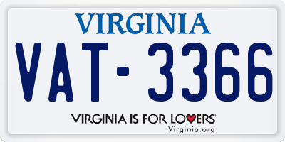 VA license plate VAT3366