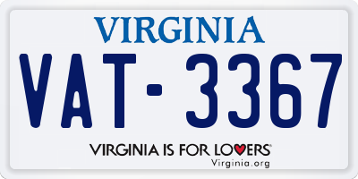 VA license plate VAT3367