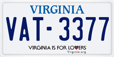 VA license plate VAT3377