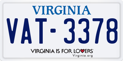 VA license plate VAT3378
