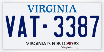VA license plate VAT3387