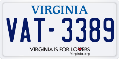 VA license plate VAT3389