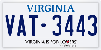 VA license plate VAT3443