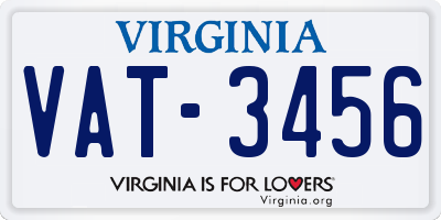 VA license plate VAT3456