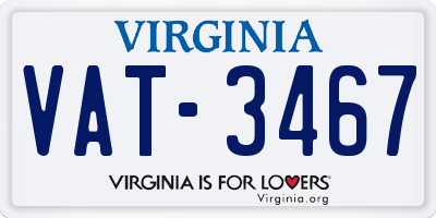 VA license plate VAT3467