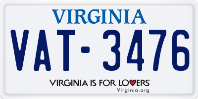 VA license plate VAT3476
