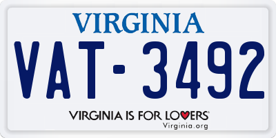 VA license plate VAT3492