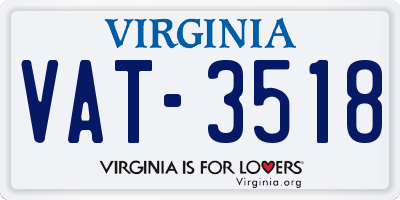 VA license plate VAT3518