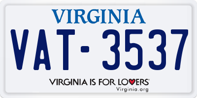 VA license plate VAT3537