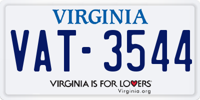 VA license plate VAT3544