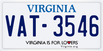 VA license plate VAT3546