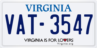 VA license plate VAT3547