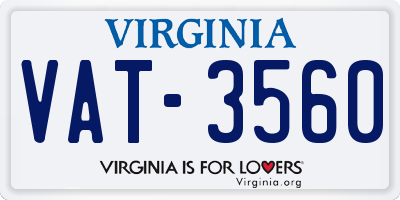 VA license plate VAT3560