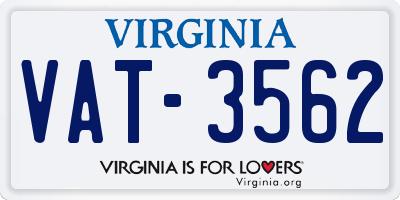 VA license plate VAT3562