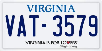 VA license plate VAT3579