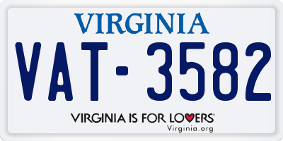 VA license plate VAT3582