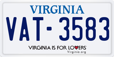 VA license plate VAT3583