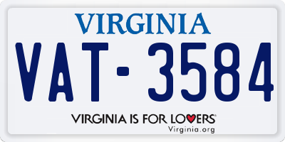 VA license plate VAT3584