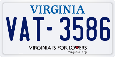 VA license plate VAT3586