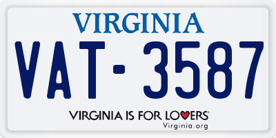 VA license plate VAT3587