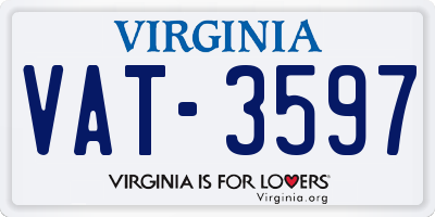 VA license plate VAT3597