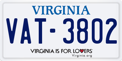 VA license plate VAT3802