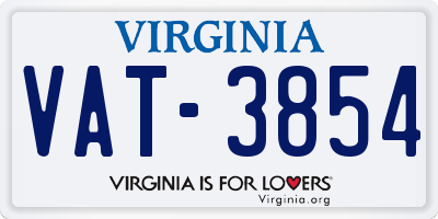 VA license plate VAT3854