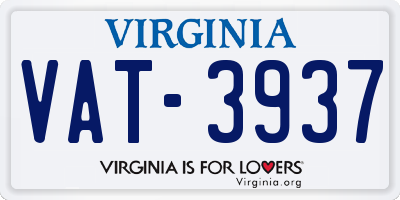 VA license plate VAT3937