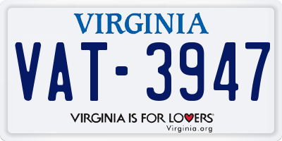 VA license plate VAT3947