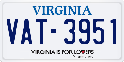 VA license plate VAT3951