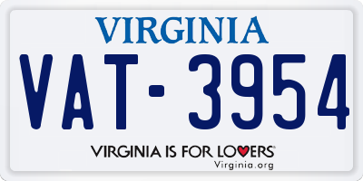 VA license plate VAT3954