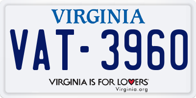 VA license plate VAT3960