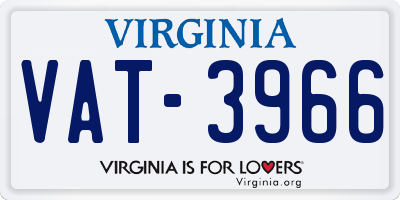 VA license plate VAT3966